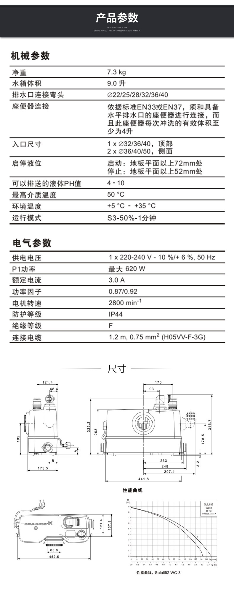 污水提升器格兰富Sololift2 WC-3