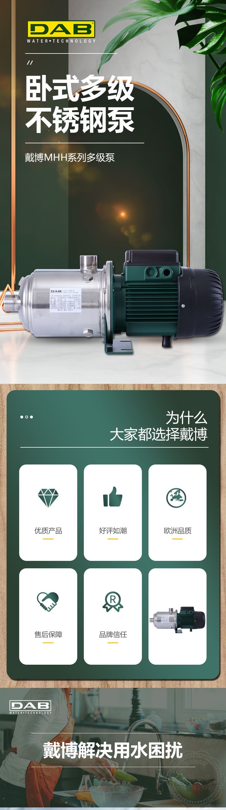 DAB戴博MHH302M不锈钢多级离心泵