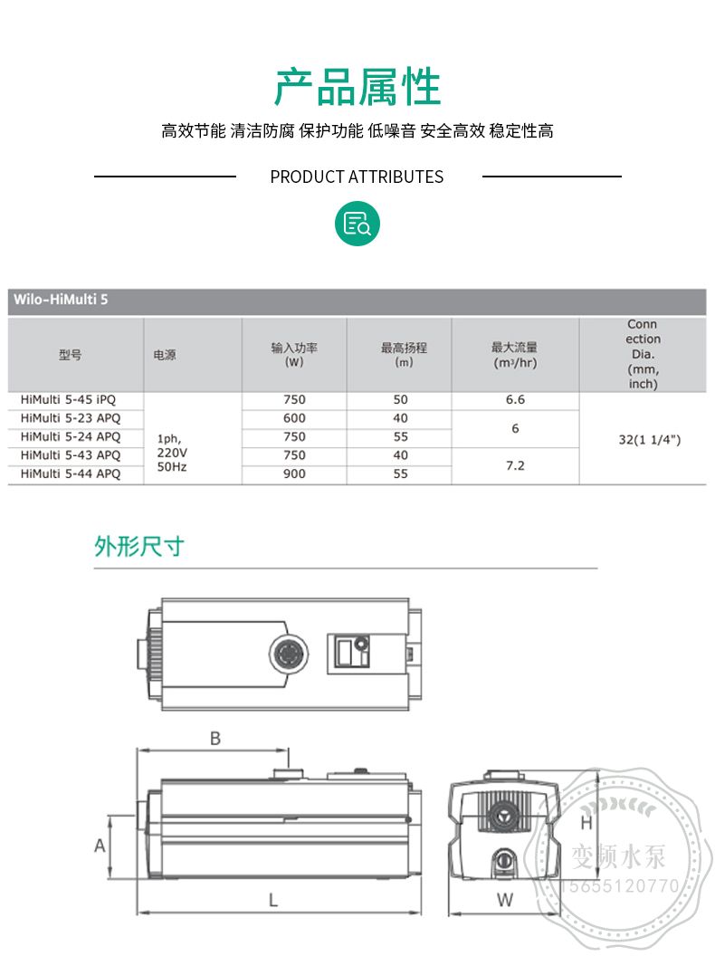 Wilo威乐HiMulti5-45iPQ进口变频家用增压泵