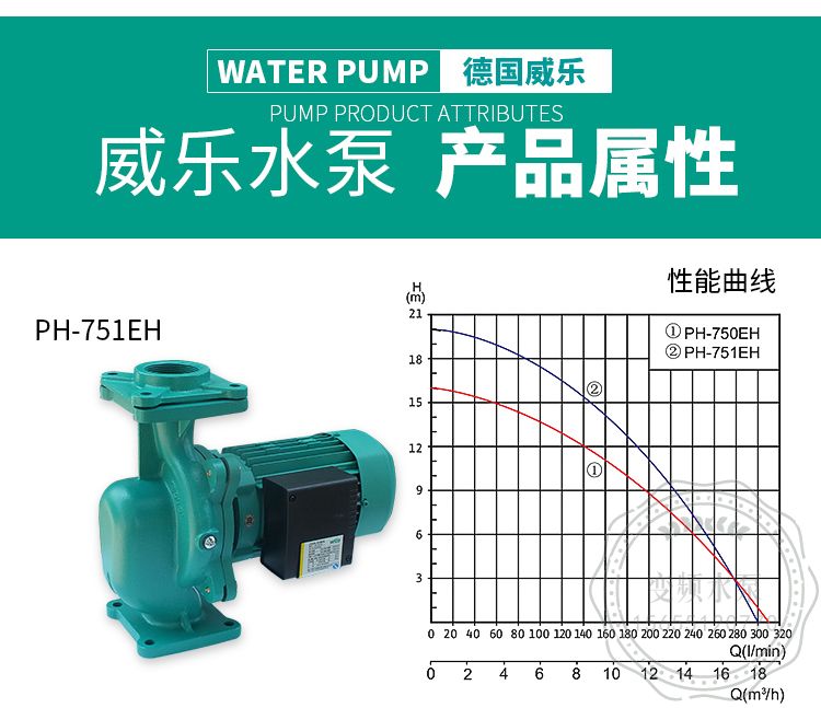 威乐热水循环泵PH-751EH空调采暖锅炉热水泵