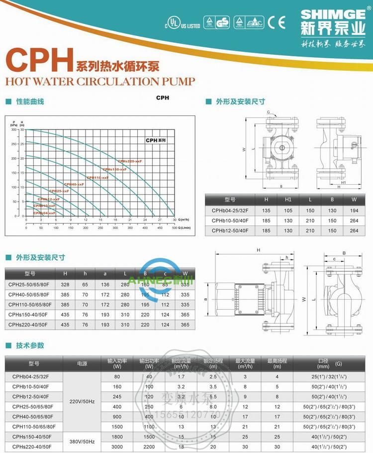 新界热水循环泵CPH110-50F